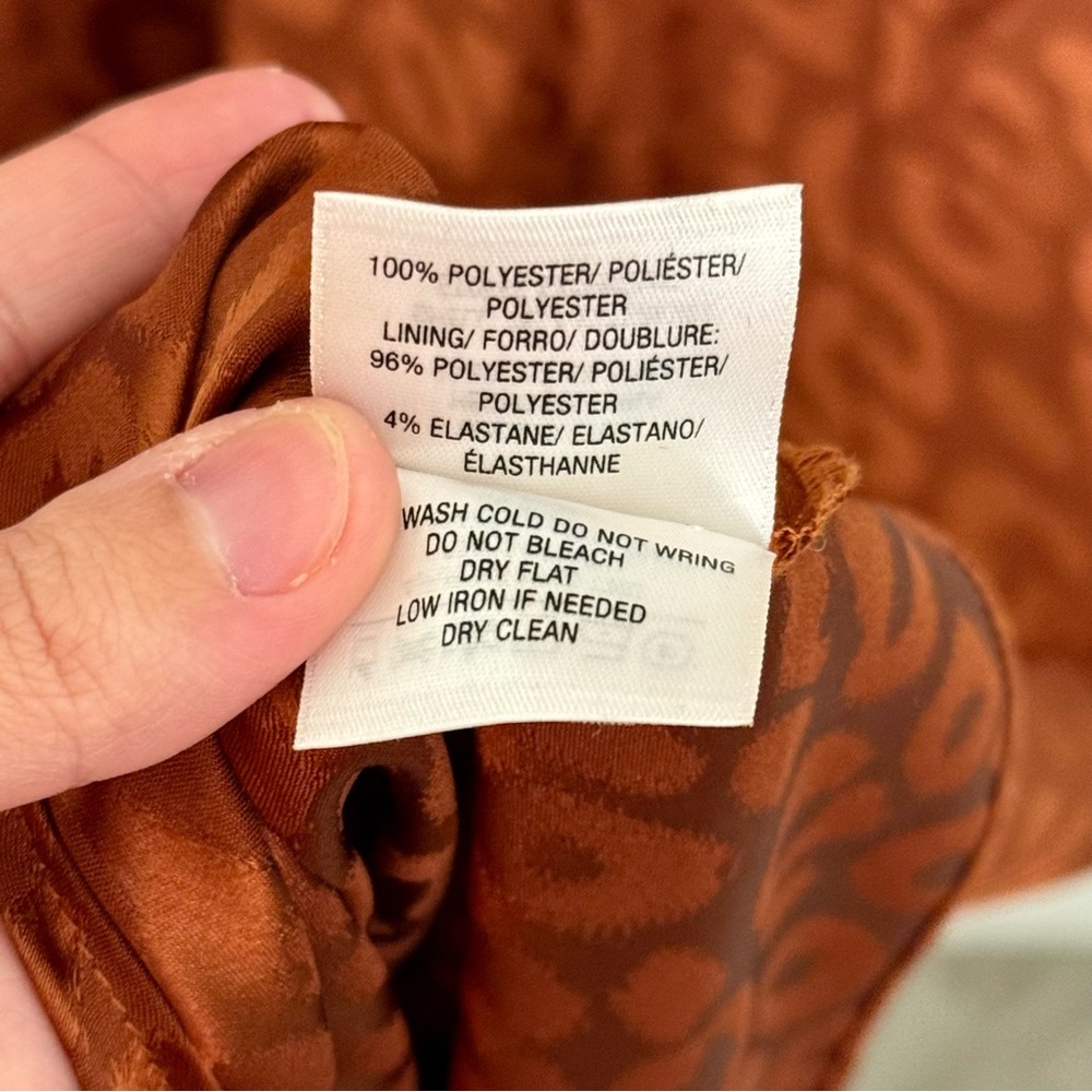 Favorite Daughter Rust Jacquard Satin Wrap Midi Dress - Picture 9 of 9